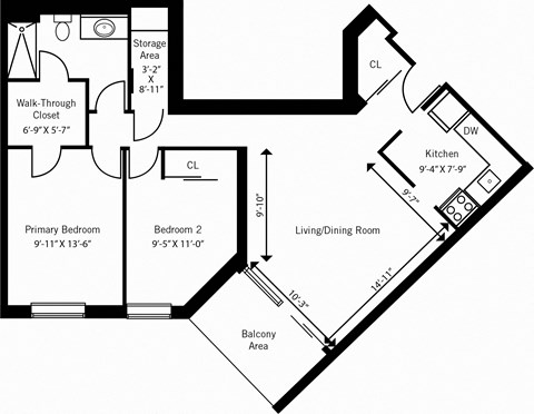 Britannia by the Bay 2-bedroom 1 bathroom  floorplan in Ottawa